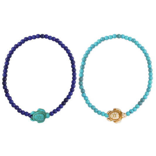 Turtle Stone Bead Stretch Anklet