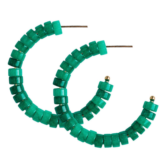 Green Beaded Candy Statement Hoop Earrings