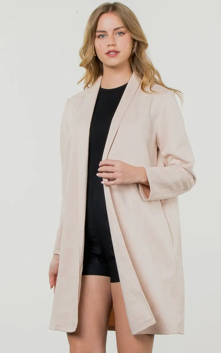 Willow Suede Open Front Coat