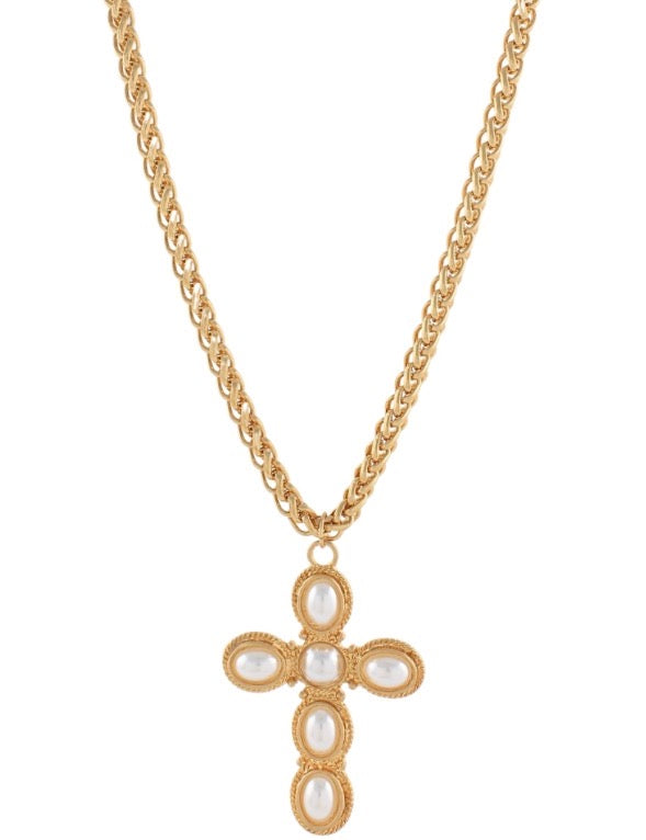 Chunky Pearl Cross Necklace