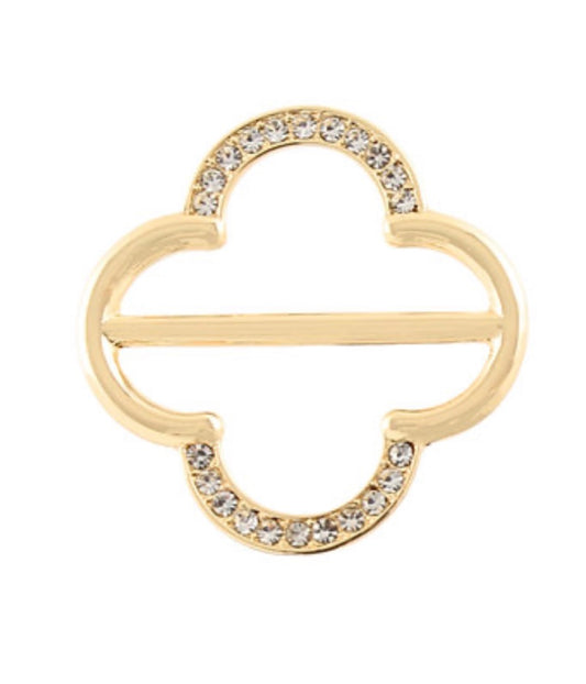 Pave Open Clover Scarf Ring
