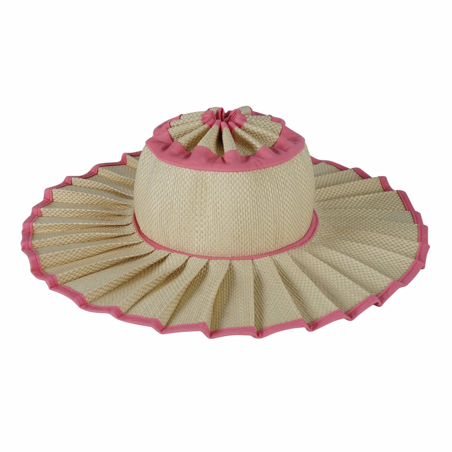 Boho Checkered Straw Hat Foldable Beach Sun Hat