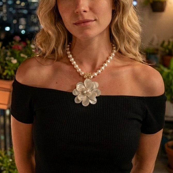 Mother of Pearl Flower Necklace