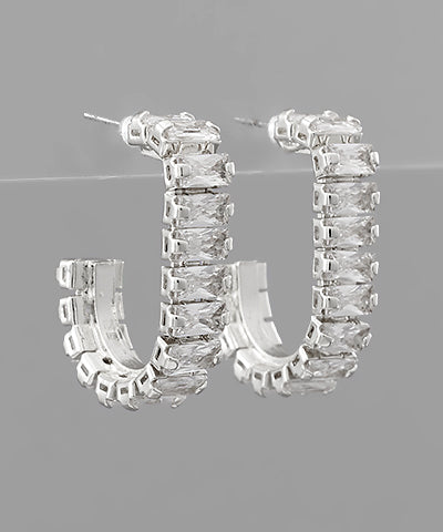 Rhinestone C Hoop Earrings