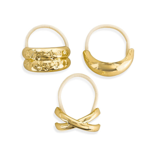 Hammered Statement Hair Tie Cuff Set
