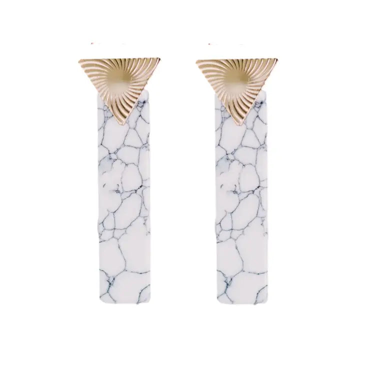 Marble and Gold Triangle Drop Earrings