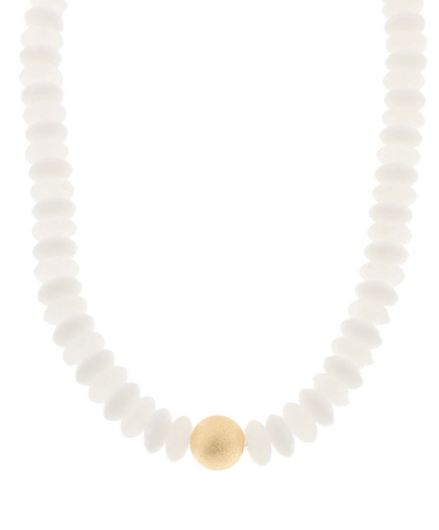 Beaded Necklace with Gold Ball Accent