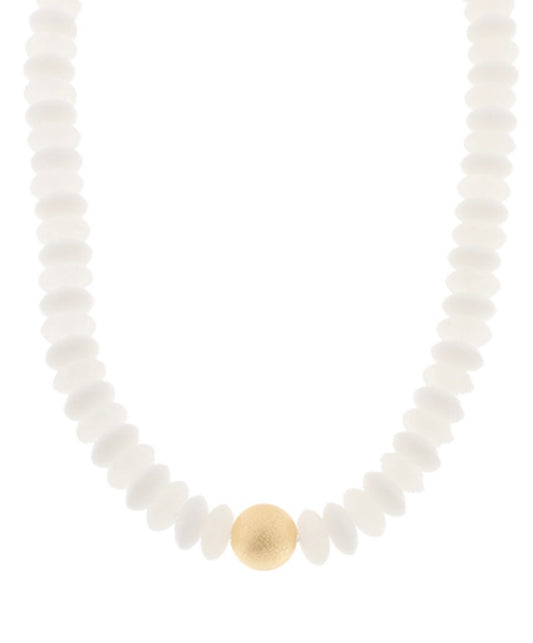 Beaded Necklace with Gold Ball Accent
