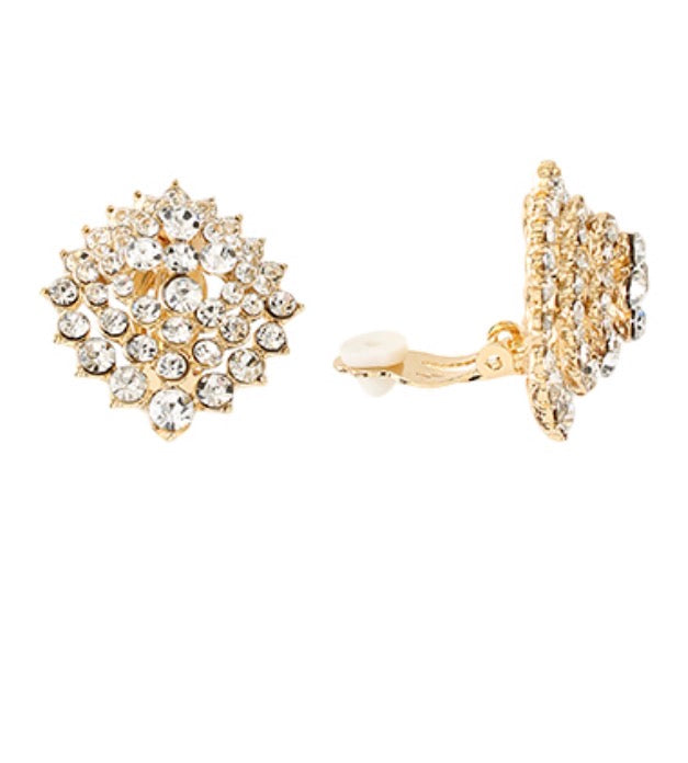 Crystal Dome Clip On Earrings