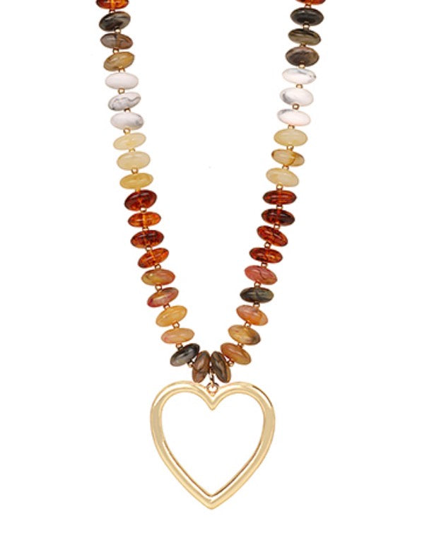Chunky Beaded Open Heart Necklace