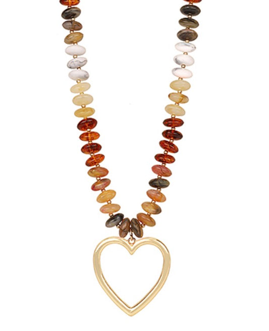 Chunky Beaded Open Heart Necklace