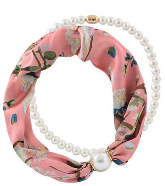 Magnetic Pearl & Scarf Necklace