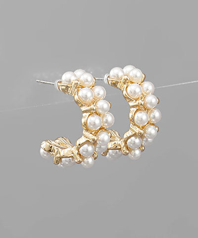 Mini Pearl Cluster Hoops