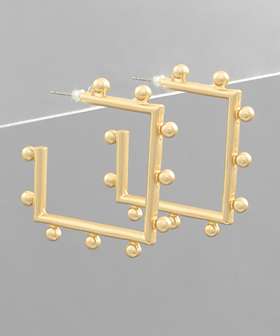 Ball Studded Square Hoops
