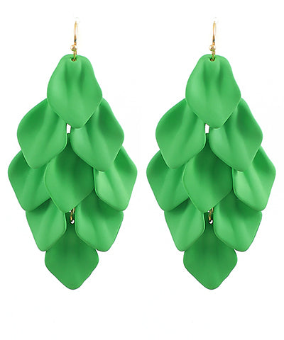 Green Petal Fringe Earrings