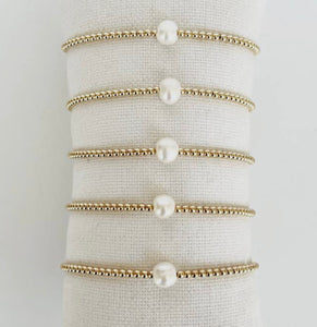 Single Pearl Gold Bead Bracelet
