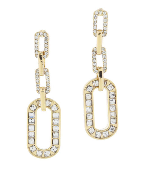 18K Gold Plated Pave&Gold links Earrings