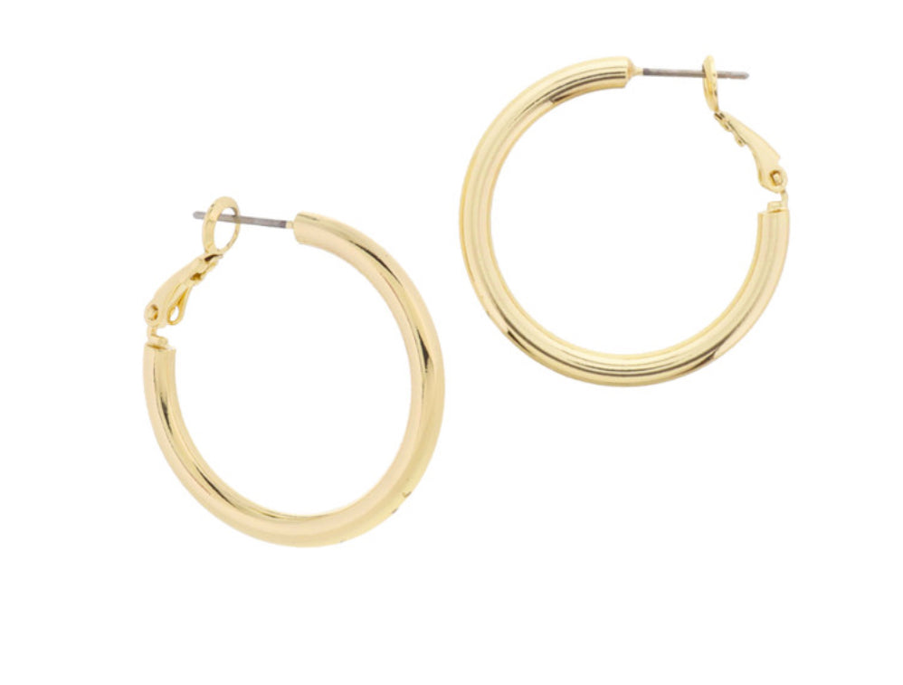 18K Gold Plated Thin Tubular Hoops