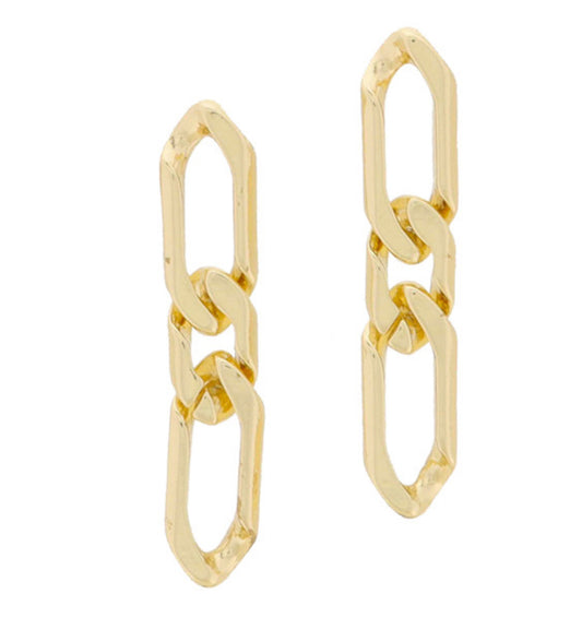 18K Gold Plated Pressed Chain Link Earrings