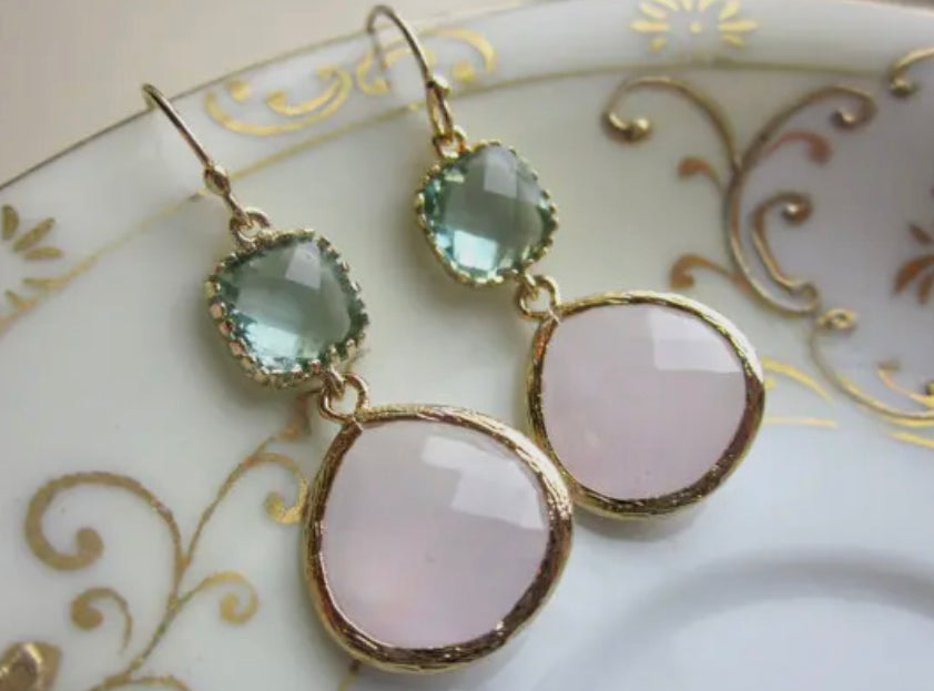 Large Pink Opal Earrings
