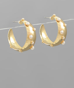Studded Pearl Hoops