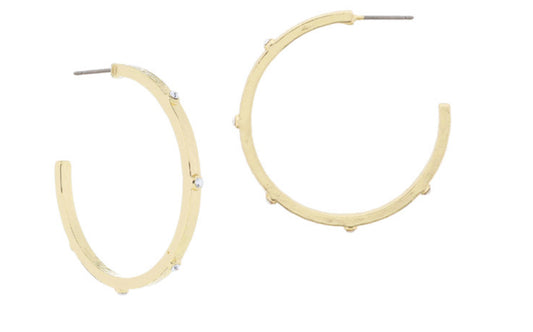 18K Gold Plated Hammered Bar Hoops