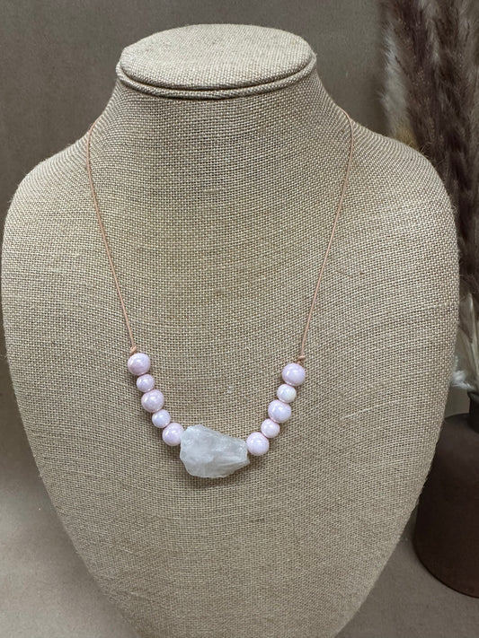 SINCERELY SAILOR-White Chunky Quartz with Pink Beads