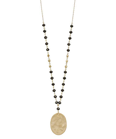 Hammered Oval Beaded Necklace