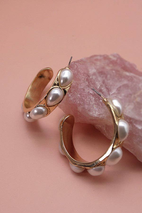 Teardrop Pearl Stone Earrings