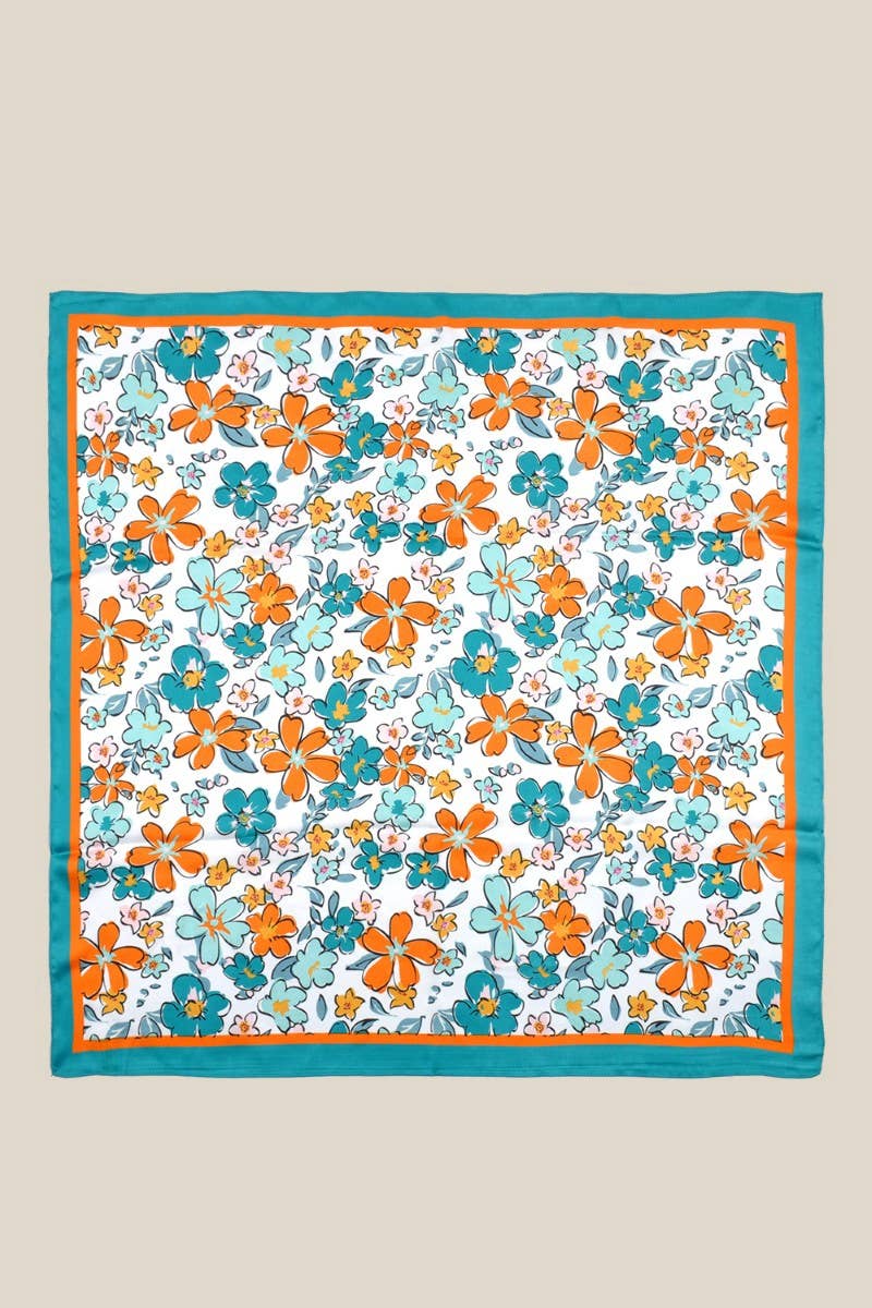 Multi Flower Print Bandana Scarf