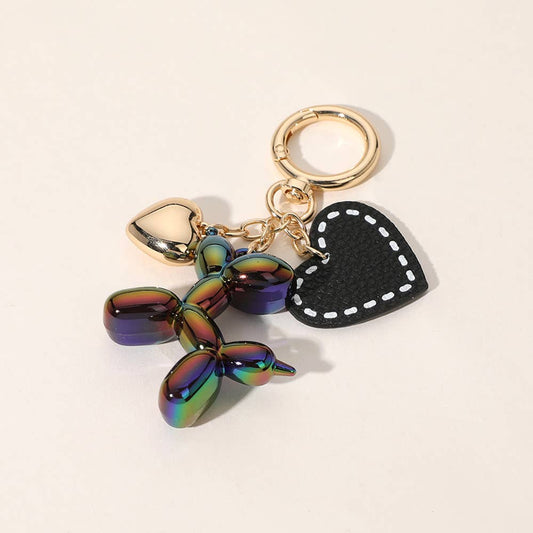 Metal Heart Balloon Dog Bag Charm