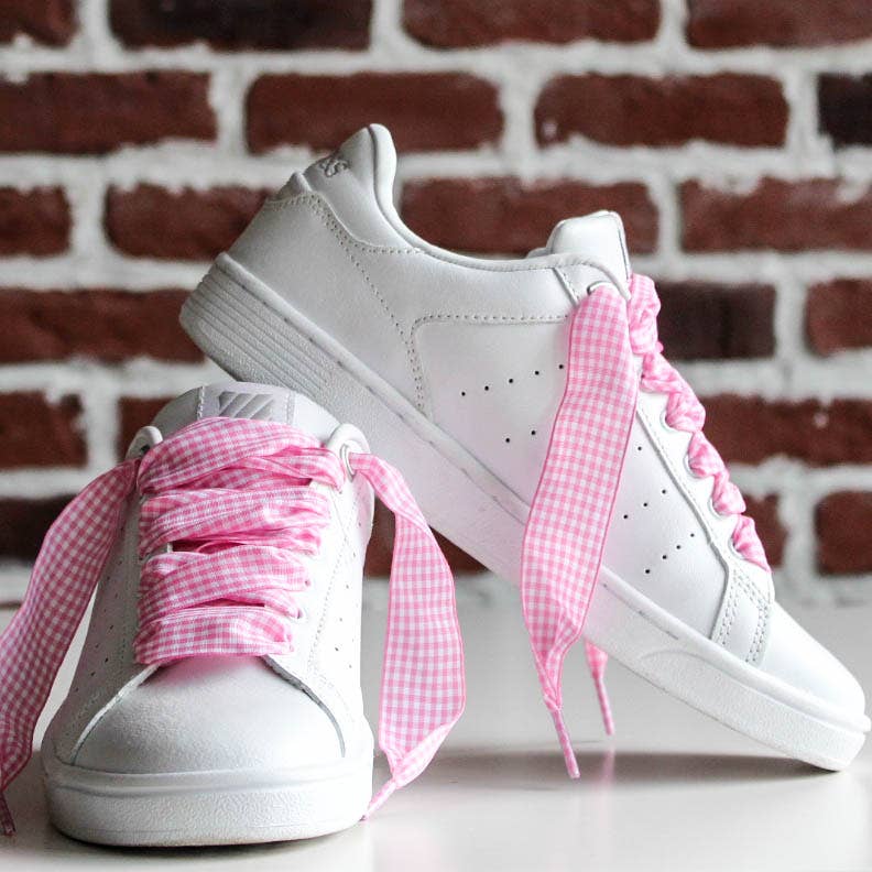 Pink Gingham Shoelaces