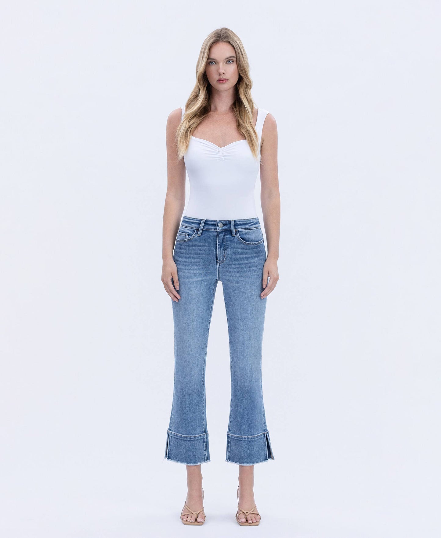 FLYING MONKEY- High Rise Trouser Slit Flare Jeans