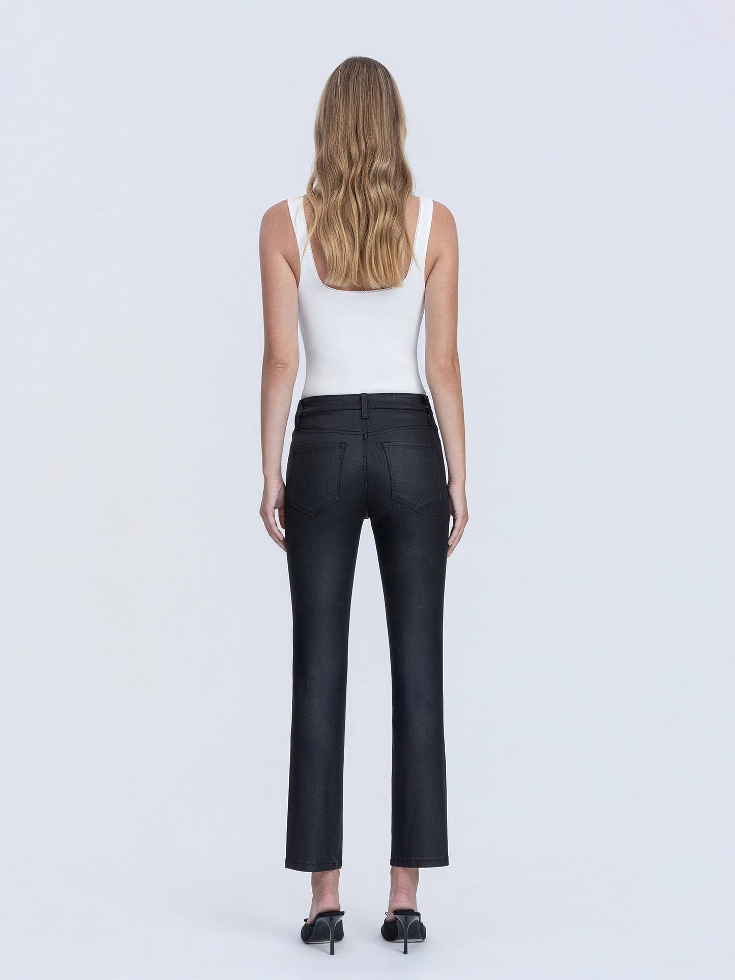 VERVET BLUE BY FLYING MONKEY- High Rise Coated Slim Straight Jeans