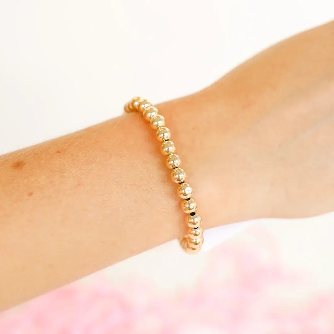 BEADED BLONDES-6MM Gold Beaded Bracelet