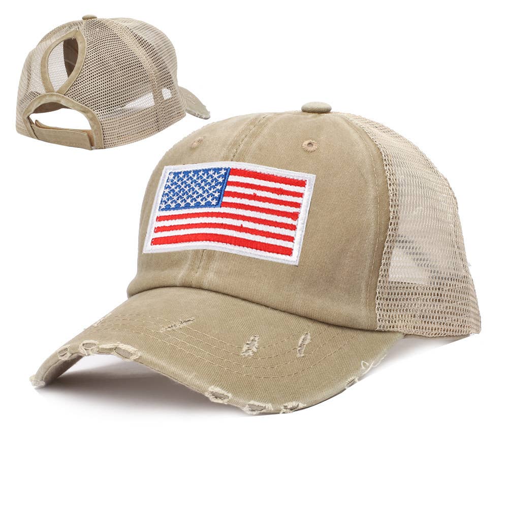 American Flag Pony Baseball Hat