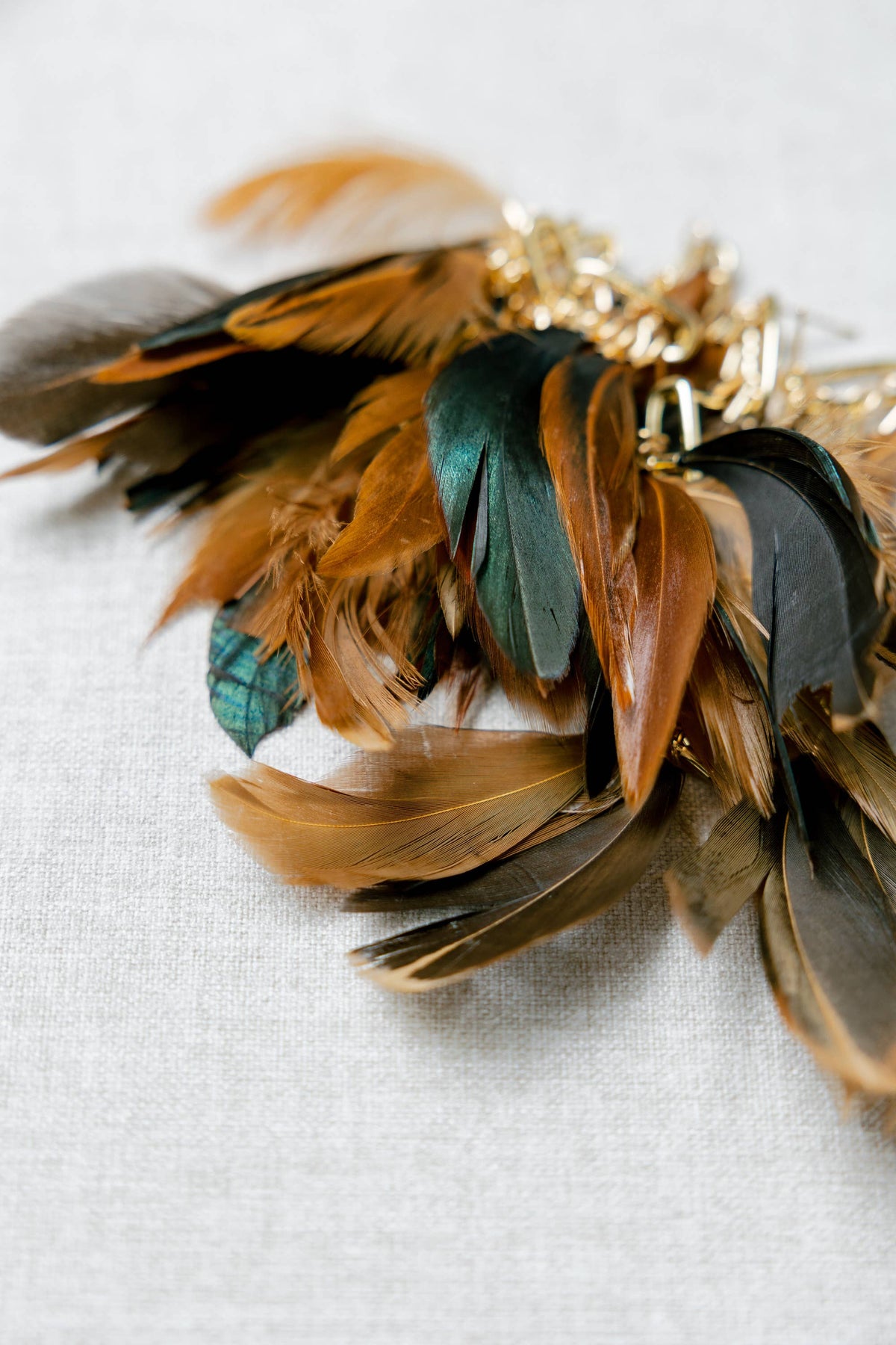 Woodland Fall Feather Tassel Statement Earrings