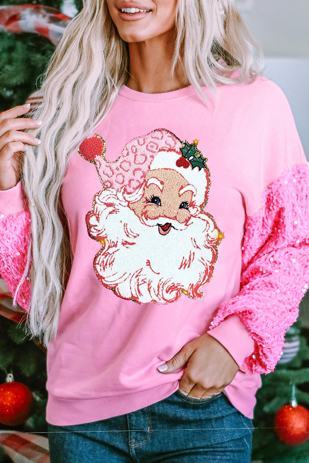 Sequin Santa Christmas Sweatshirt