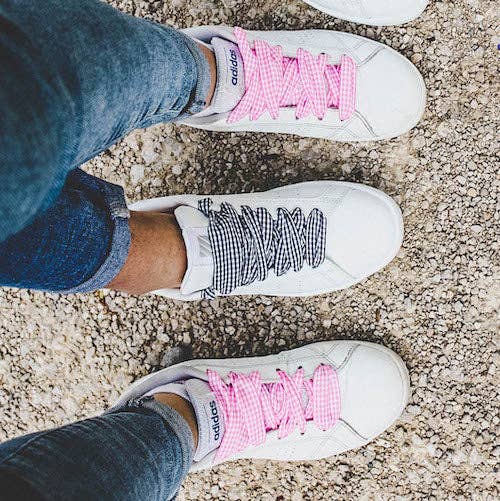 Pink Gingham Shoelaces