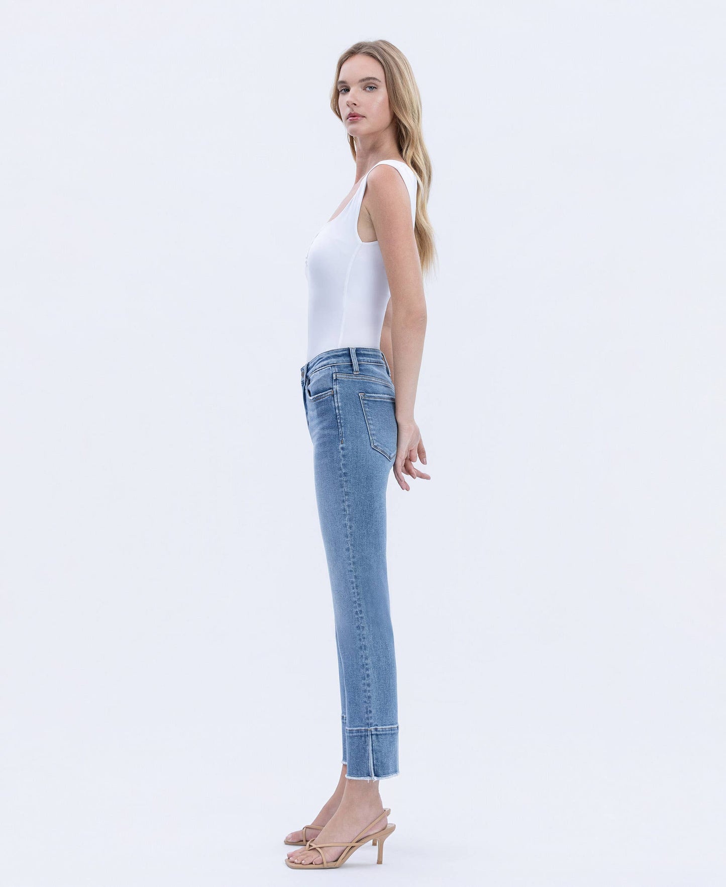 FLYING MONKEY- High Rise Trouser Slit Flare Jeans