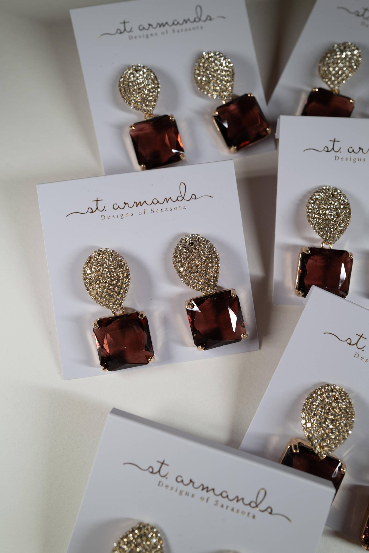 Smokey Plum Retro Pavé Crystal Gum Drop Earrings