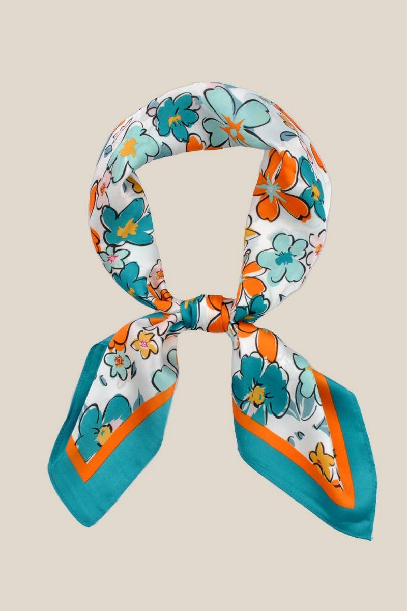 Multi Flower Print Bandana Scarf