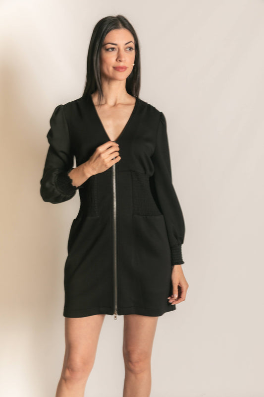 Amelia Smocked Zip Up Dress