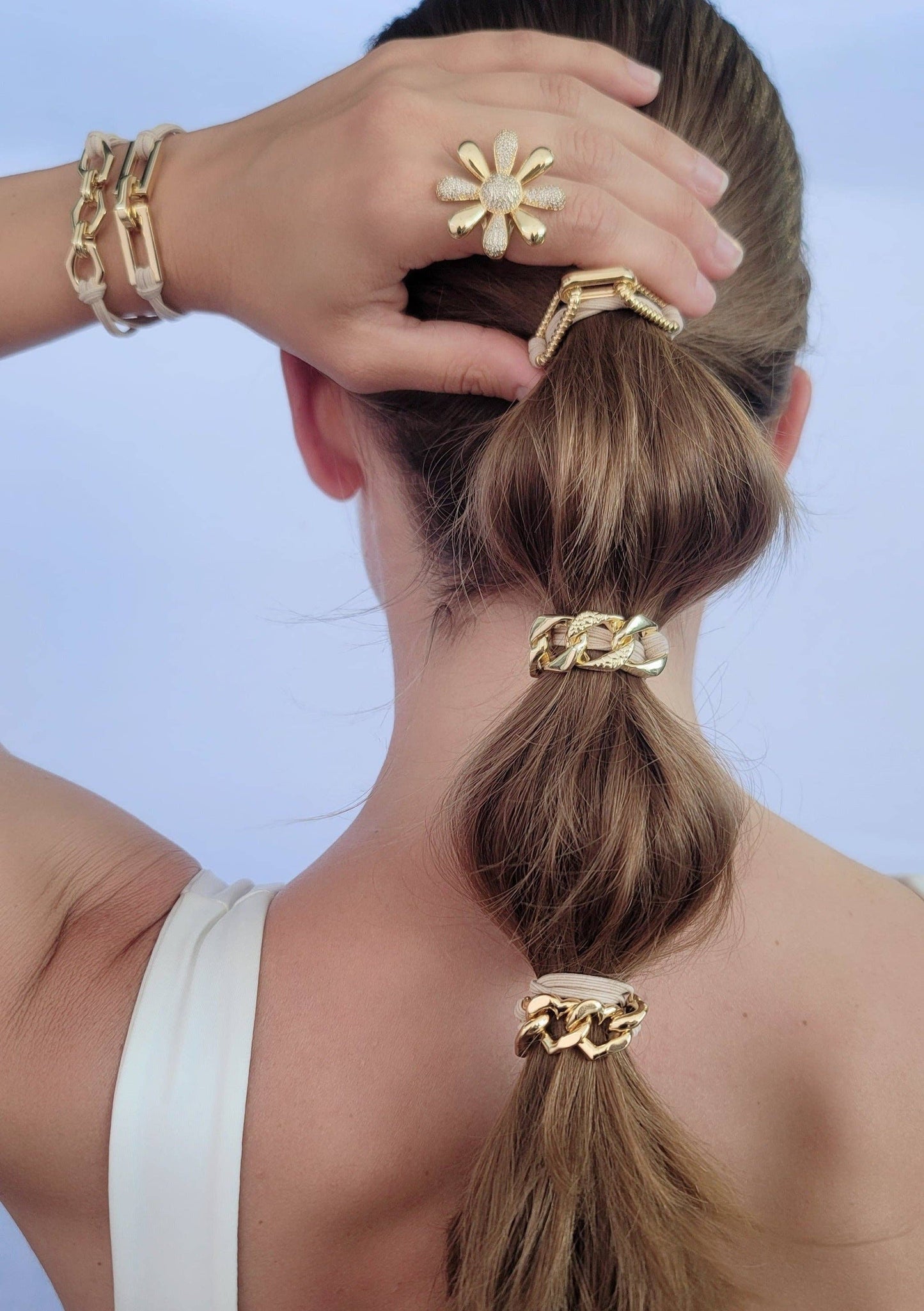 Nude 5pc Hair Tie - Bracelet Set