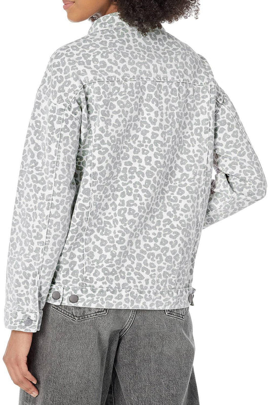 White Leopard Denim Jacket