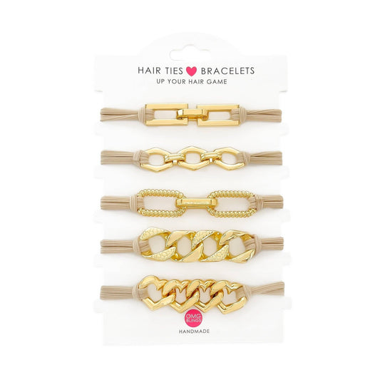 Nude 5pc Hair Tie - Bracelet Set