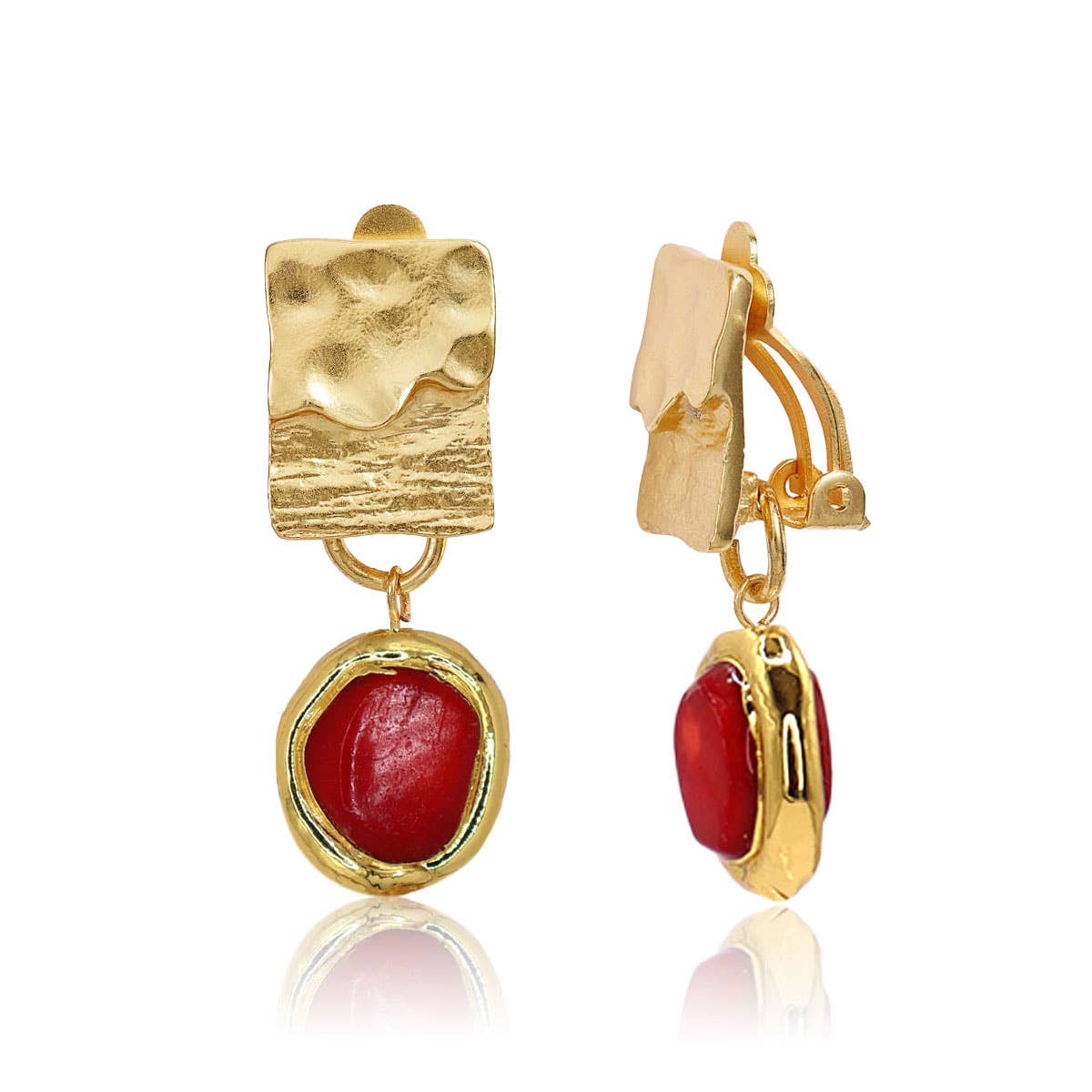 Cherry Square Clip-on Earrings - Winter Jewelry