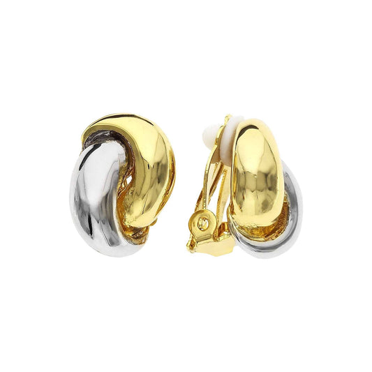 Gold/Silver Plated Polished Domed Knot Clip Back Earrings