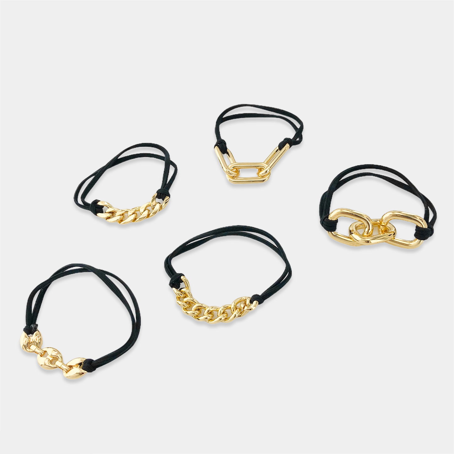 Black 5pc Hair Tie/Bracelet Set