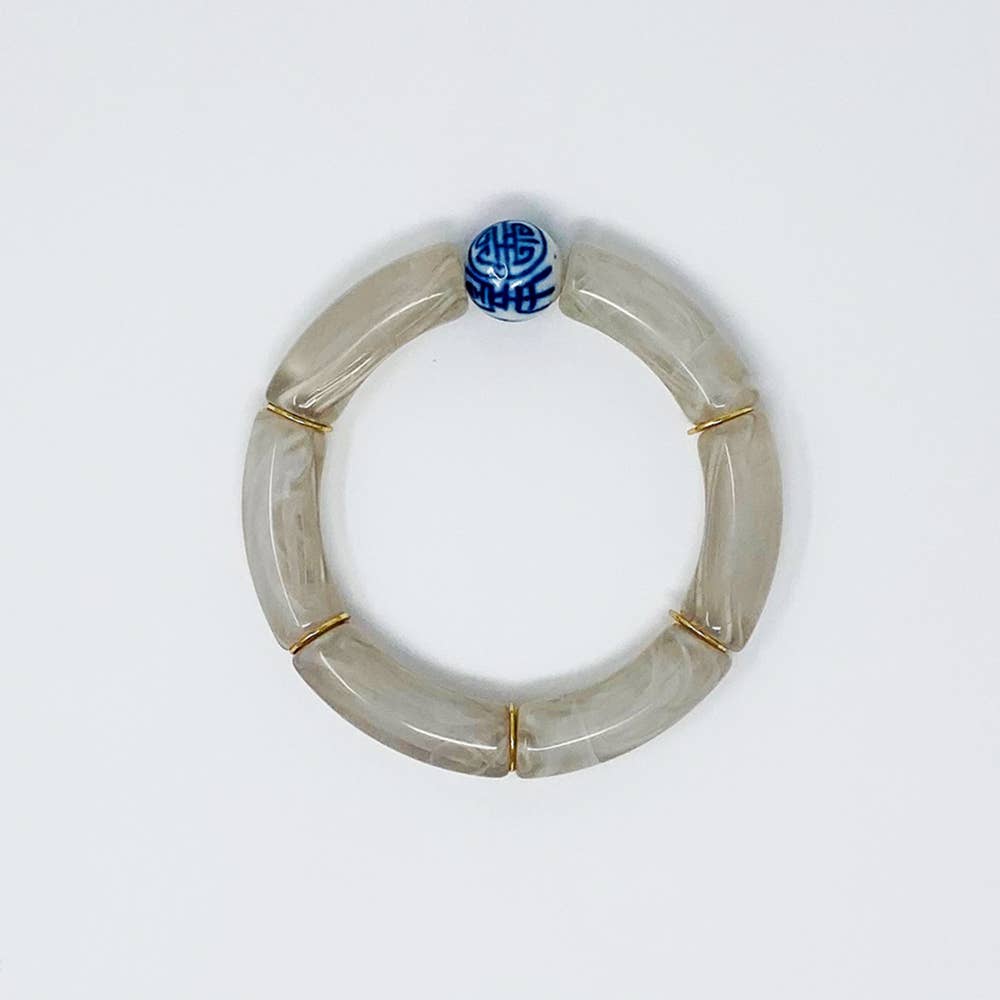 China Blue Bamboo Acrylic Tube Bracelet